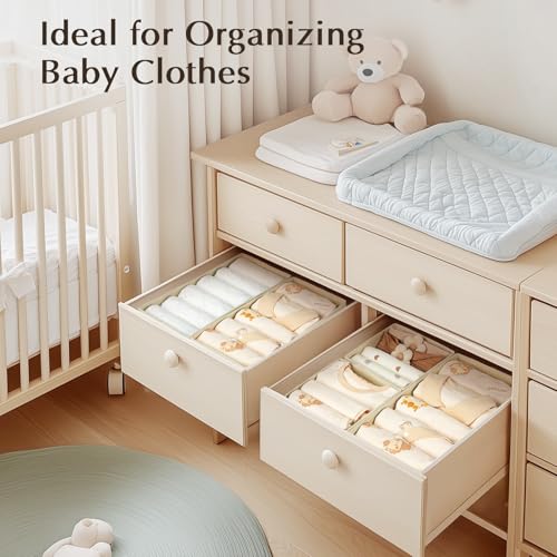 DIMJ Drawer Organizers for Clothes - Beige 4 Pack Storage Bins