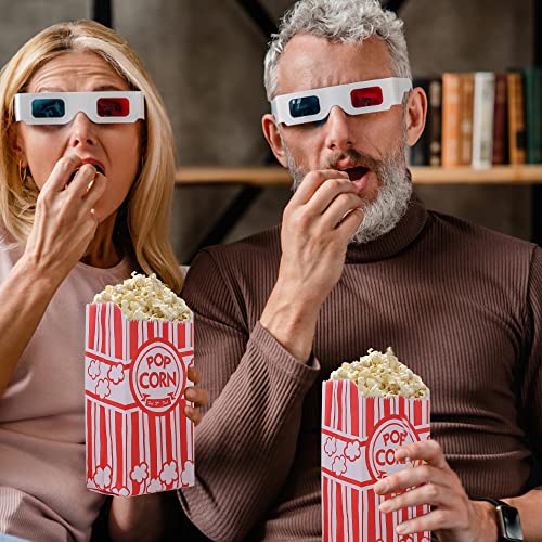 500Pcs Popcorn Bags Bulk with 1 Oz Capacity - Red & White Striped Disposable Snack Bags for Parties