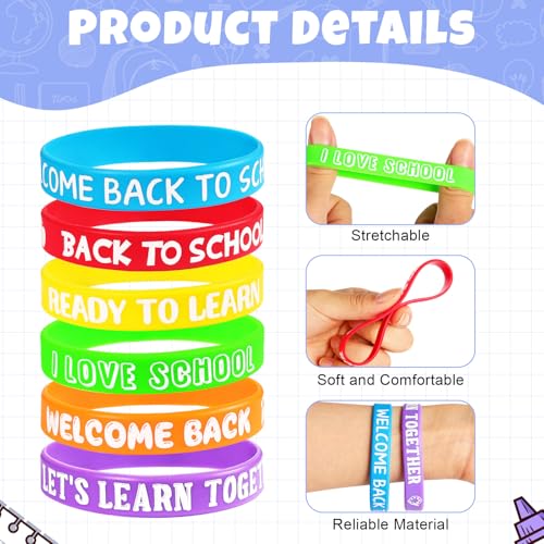 30 Pack Back to School Silicone Wristbands - Fun Party Favors