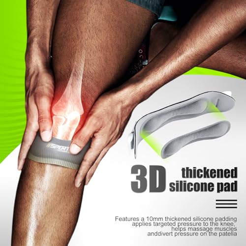 2 Pcs Silicone Patellar Tendon Support Strap Ergonomic Pad for Patellar Tendon Support Adjustable Non-slip Patella Band Stabilizer Knee Brace for Jumpers Knee Tendonitis Ball Sports