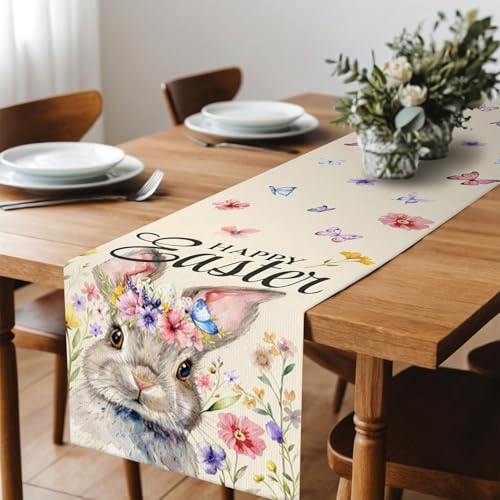 Easter Table Runner 13x72 Inch - Premium Linen Spring Decor