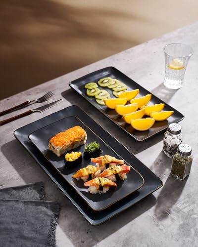 Famiware Serving Platters Set of 3 - Matte Dark Charcoal, Rectangular