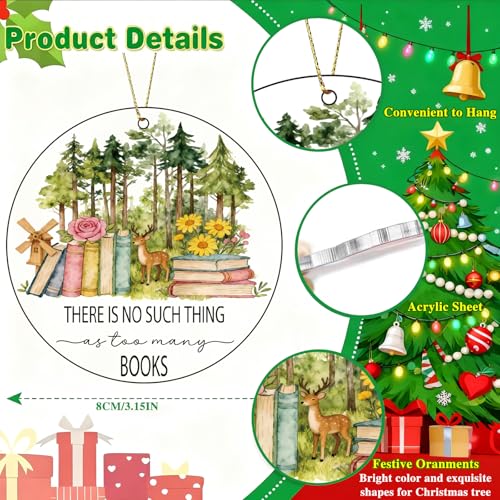 Book Lover's Christmas Ornament - 'Too Many Books' 2025 Decor