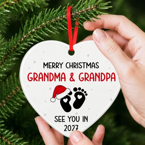 Expecting Baby Grandparents Ornament - Christmas Gift for Future Grandma & Grandpa - Expecting Baby Announcement Keepsake - Variation: Expecting Baby - Grandparents 03