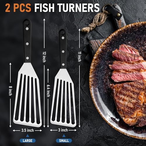 Joyfair 2-Piece Stainless Steel Fish Spatula Set with ABS Handles