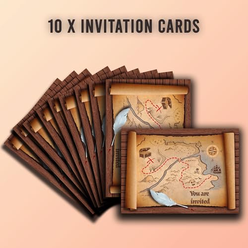 Pirate Party Invitations - 10 Colorful Fill-in Cards for Kids