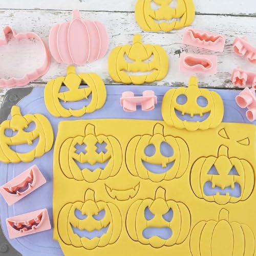 Lutoku Mini Pumpkin Cookie Cutter Set - 3D Halloween Raised Design Stamps