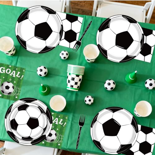 96-Piece Soccer Party Supplies Set - Disposable Tableware for 24 Guests