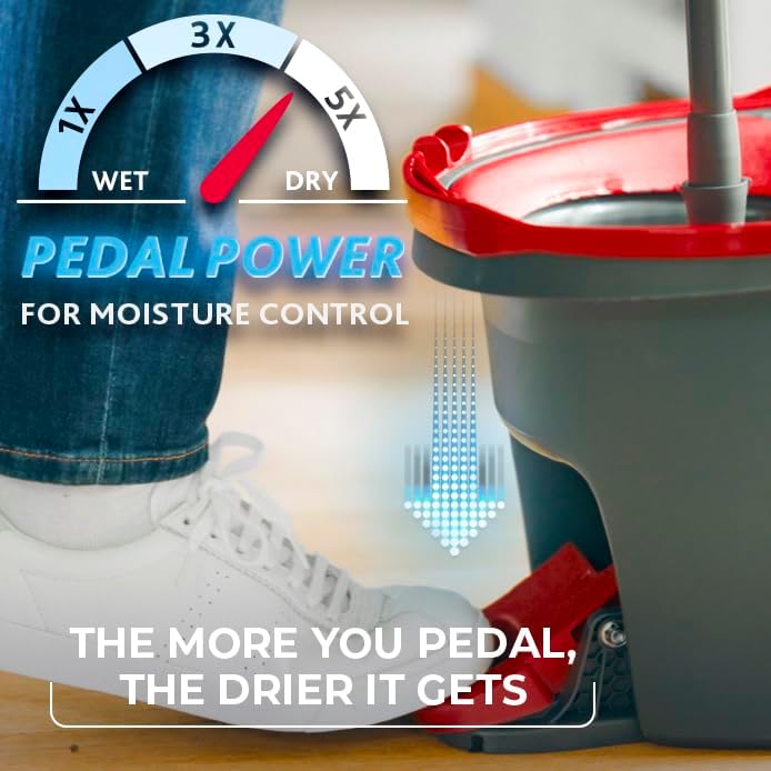 O-Cedar Easy Wring Spin Mop System - Includes 3 Extra Refills for Effortless Cleaning