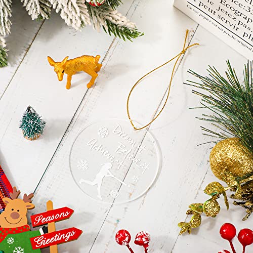 Softball Player Christmas Ornament - Clear Acrylic Holiday Decor