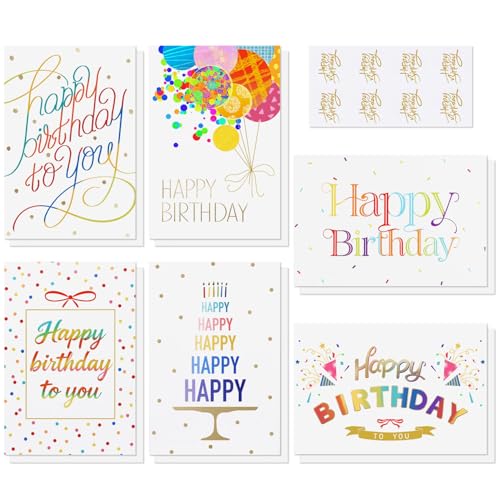 Oletx 12-Pack 4x6 Inch Assorted Birthday Cards with Envelopes and Stickers