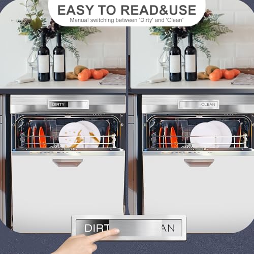 Clean Dirty Dishwasher Magnet Sign - 7.08" x 1.57" Easy Slide