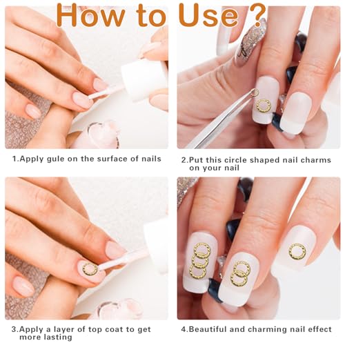 Gadjica 500Pcs Gold Metal Circle Nail Charms 3D Round Studs 3mm & 5mm