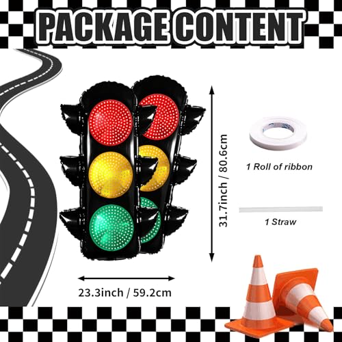 Traffic Light Balloons for Racing Party Decorations - 2 Pack