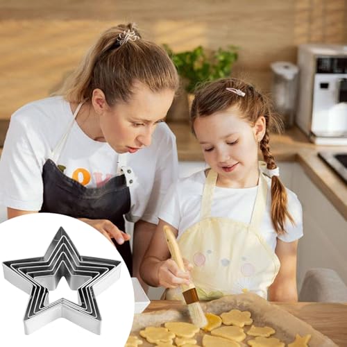 Star Cookie Cutter Set - 5 Pcs Stainless Steel Edge Cutters, 3.6–7.8cm, Nesting