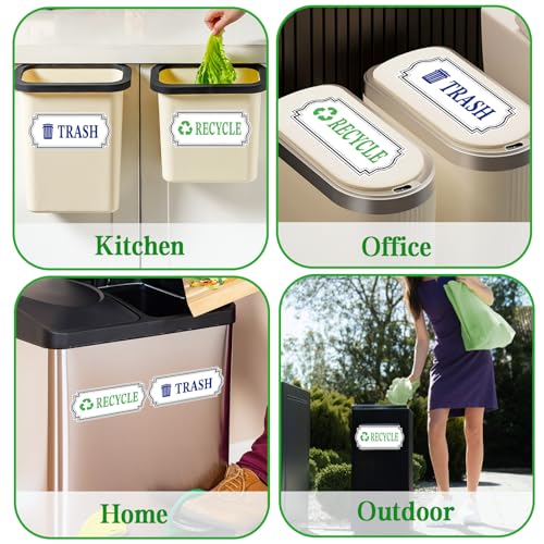Glow in the Dark Trash & Recycle Stickers - Vinyl Labels for Bins