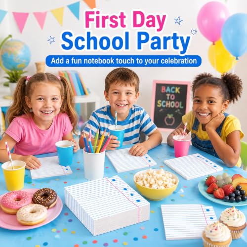 50Pcs Back to School Notebook Paper Napkins - 13x13 Inches
