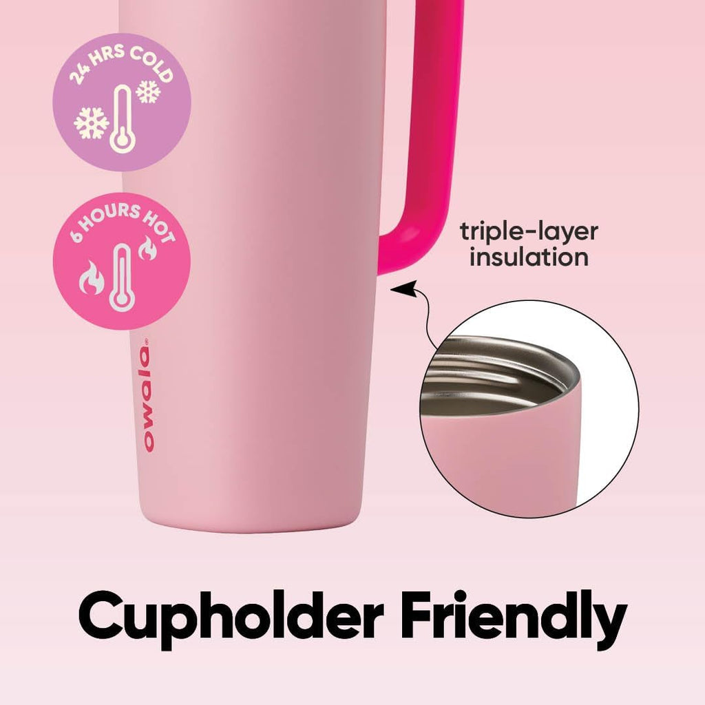 Owala SmoothSip Slider Travel Mug - 12oz Stainless Steel Insulated, Leak Proof, Hot & Cold Drinks, BPA Free | Pucker Up
