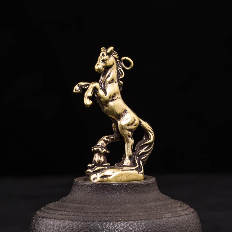 2pcs Handcrafted Brass Horse Key Pendant Ornaments for Home Decor