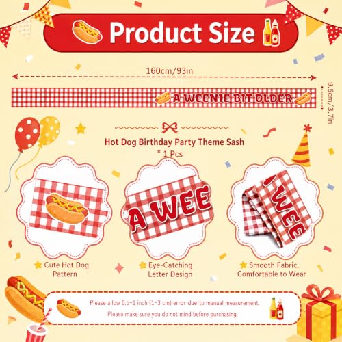 Hot Dog Birthday Sash - Fun BBQ Party Decoration