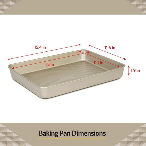 Glad Baking Pan Nonstick - Heavy Duty Oblong Metal Dish for Cake & Lasagna - Medium Size