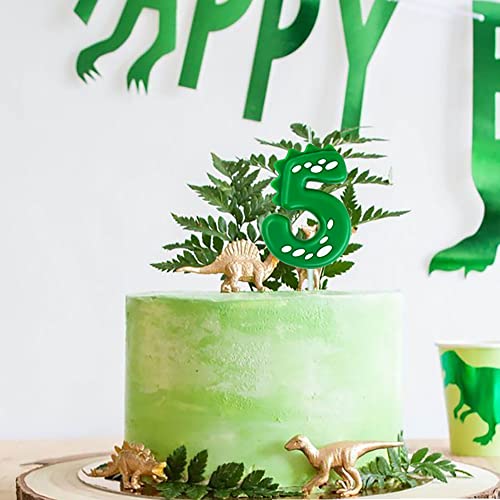 Dinosaur Birthday Candle - Green Number 7 for Cake Decoration