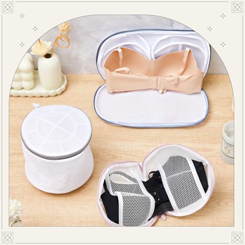 SATINIOR 6 Pack Bra Wash Bags - Mesh Lingerie Protector for A-D Cup