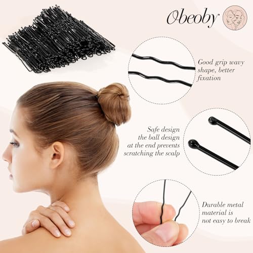 U Shaped Hair Pins 300 PCS Black Bobby Pins with Storage Box