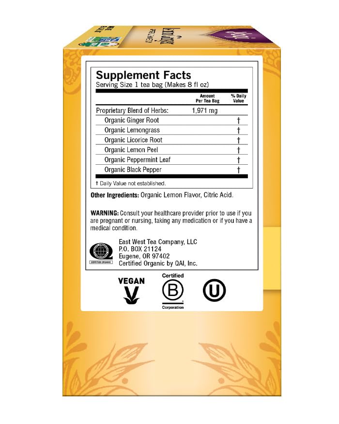Yogi Lemon Ginger Tea Bags - Organic Herbal Blend, 16 Count