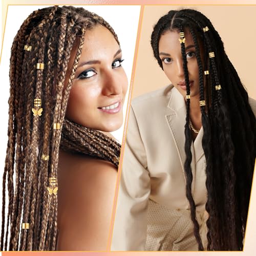 Tyqour 48Pcs Gold Hair Jewelry & Cuffs for Braids and Locs