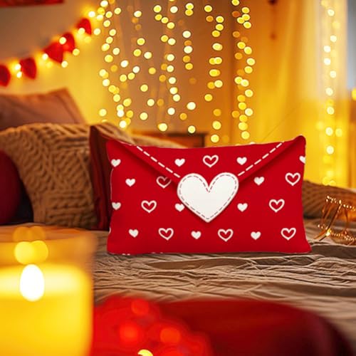 Valentine Heart Lumbar Pillow Cover 12x20 Red Envelope Decor