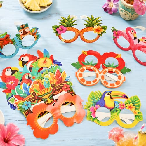 32 Pack Hawaiian Luau Party Glasses - Tropical Photo Props