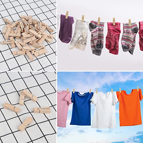 KIMOBER 1.77-Inch Natural Wooden Clothespins - 100PCS Heavy Duty Craft Clips