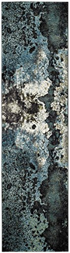 SAFAVIEH Glacier Collection Runner Rug - 2'3" x 8', Blue & Multi, Modern Abstract Design, Non-Shedding & Easy Care, Ideal for High Traffic Areas in Living Room, Bedroom (GLA124B)
