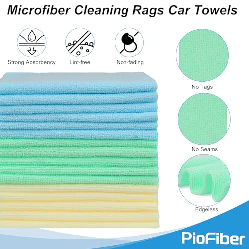20 Pack Edgeless Microfiber Cleaning Cloths - Lint-Free, Quick Dry Towels for Car Detailing and Kitchen