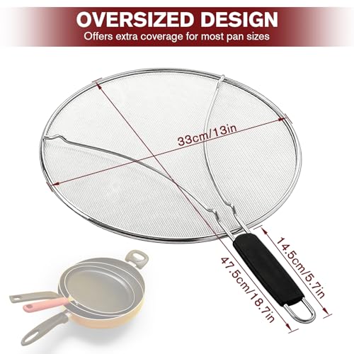 13 Inch Black Stainless Steel Frying Pan Splatter Screen