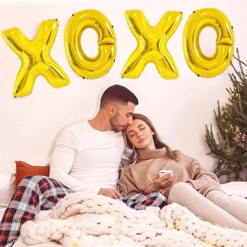 Soochat XOXO Mylar Balloons - 16 Inch Valentine Decor, 4 Pack