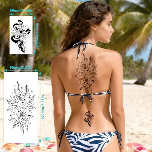 85 Sheets 3D Floral Temporary Tattoos Realistic Waterproof Fake Body Art