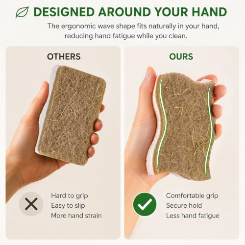MoopBrushee 8 Pack Eco Friendly Kitchen Sponges - Natural Coconut Scrubber