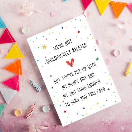 Funny Birthday Card for Step Dad - Recycled Linen Card