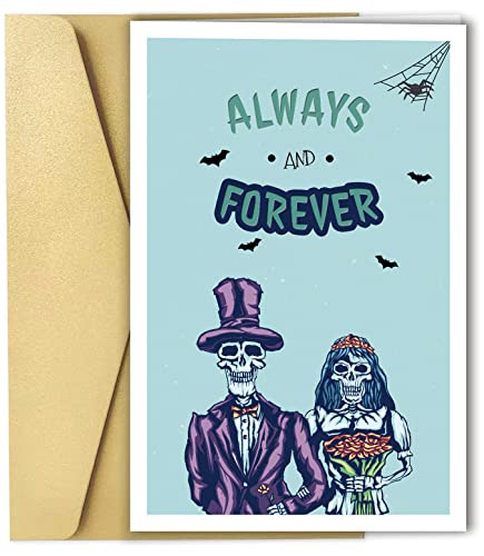 Spercy Funny Skeleton Halloween Card for Him & Her - Romantic Anniversary Card