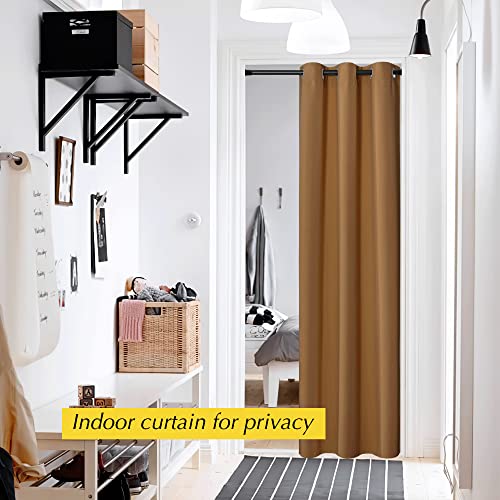 NICETOWN Thermal Insulated Blackout Door Curtain - 42" W x 80" L, Gold Brown