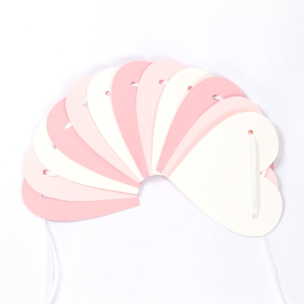 Pink-White Girls Birthday Party-Decorations Streamers-Garland - 40Ft Heart Galentines Hanging Paper Banner,Valentines Baby Bridal Shower Bachelorette Anniversary Mothers Day Supplies Decor Ouruola