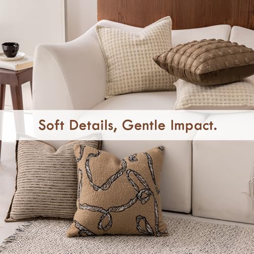 DWR 18x18 Throw Pillow Covers, 3D Sculpted Knot Grid with Velvet Back (Set of 2)