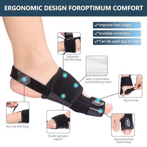 2 Pack Bunion Corrector for Women & Men, Orthopedic Bunion Splint for Hallux Valgus Pain Relief, Big Toe Separator, Adjustable Day/Night Support, Comfortable Hammer Toe Straightener