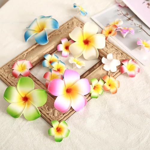 5-Piece Hawaiian Plumeria Flower Hair Clips Tropical Beach Accessories