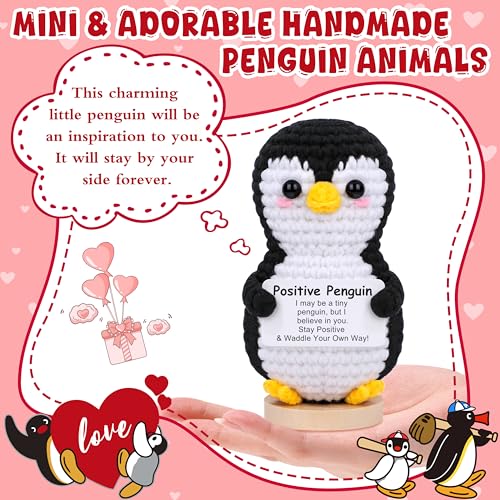 JoycuFF Mini Positive Penguin Crochet Doll – Cute Emotional Gift
