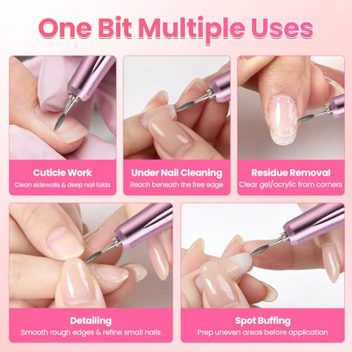 BQAN 2 Pcs Diamond Cuticle Remover Nail Drill Bits, Fine Grit Flame Bit
