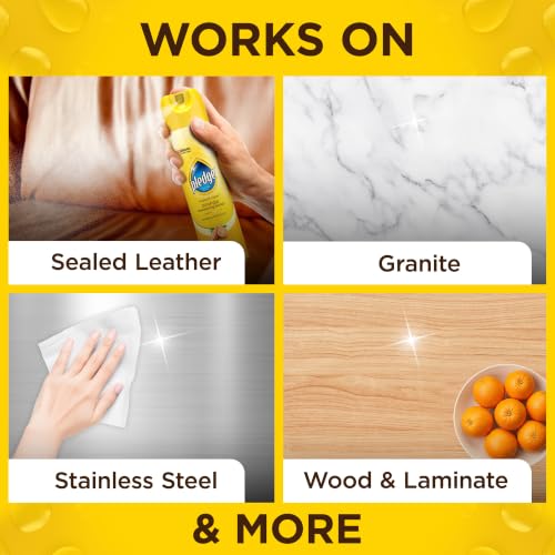 Pledge Orange Enhancing Polish Spray, 9.7oz (Pack of 3) - Wood & Furniture Cleaner