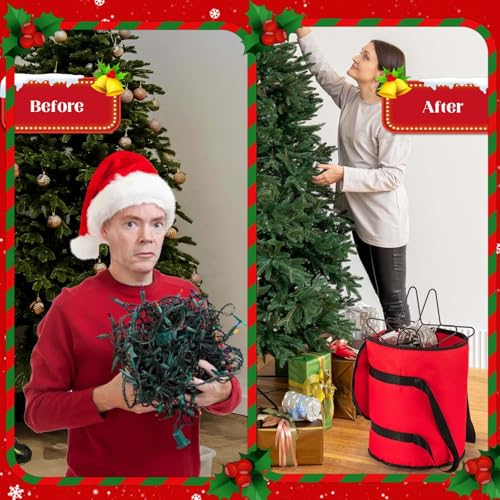 Christmas Lights Storage Bag Waterproof Tear-Resistant Oxford Fabric with Reinforced Handle